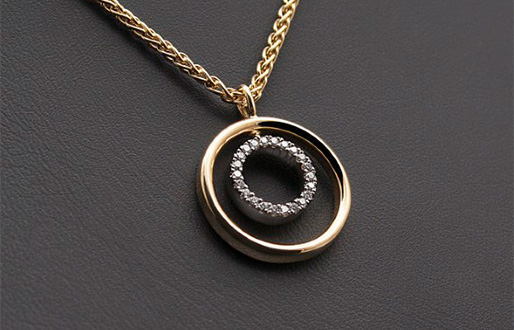 Anhänger mit Diamant in 585/- Gelb-/Weißgold