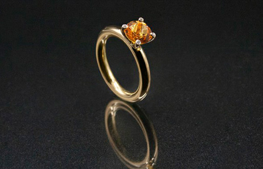 Ring Anja mit Citrin und Diamant-Brillant in 750/-Gelbgold