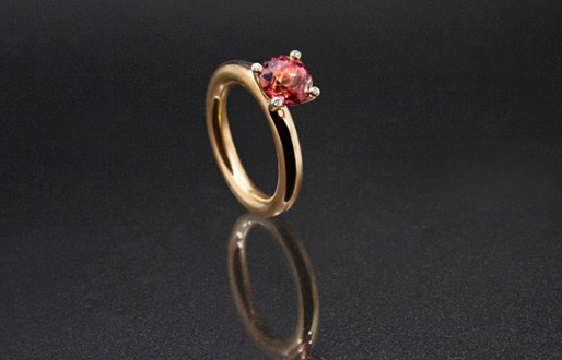 Ring Anja mit Turmalin und Diamant-Brillanten in 750/- Roségold