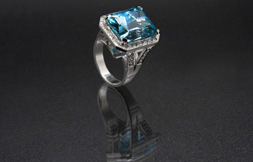 Ring mit 16,05ct Aquamarin und 1,31ct Diamant-Brillanten in 750/- Weißgold