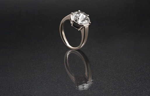 Ring mit Diamant-Rose in 950/- Platin