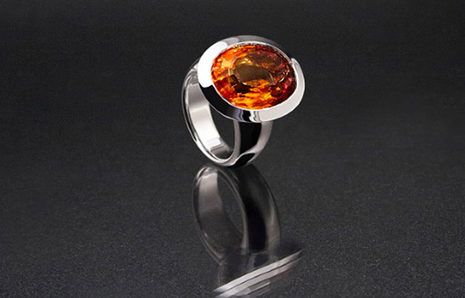 Ring mit Citrin (Madeira) in 760/- Weißgold