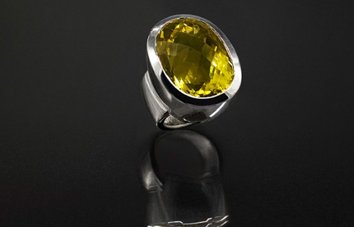 Ring mit Lemonquarz in 750/- Weißgold