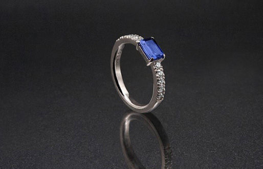 Ring mit Saphir und Diamant-Brillantbesatz in 750/- Weißgold