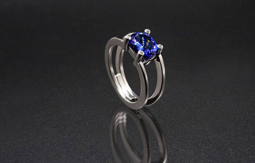 Ring mit 2,82ct Tansanit und Diamant-Brillanten in 750/- Weißgold