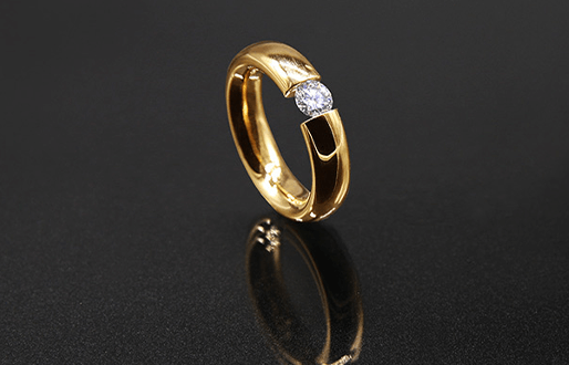 Spannring mit 0,14ct Diamant-Brillant in 750/- Gelbgold